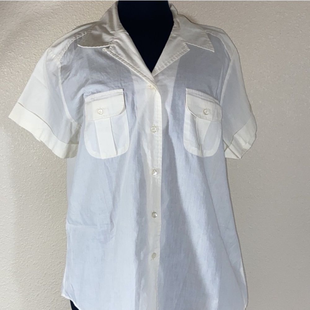 Basic Editions Ivory Casual Button Down Shirt L - image 3